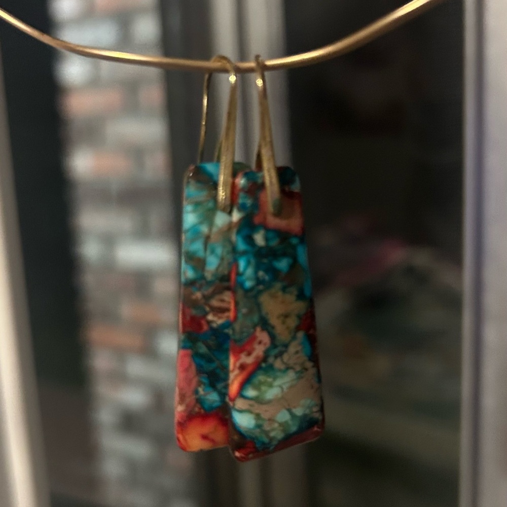 Handcrafted Turquoise Multi-Color Drop Earrings